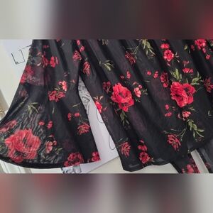 Floral Black and Red Blouse